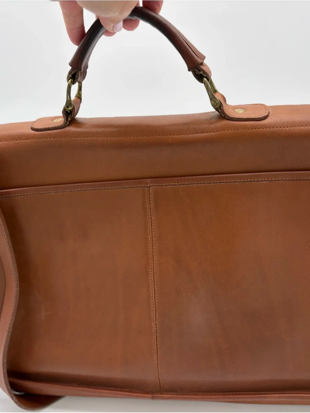 Soft Tan Leather Briefcase Georgetown Leather & Design with Turn-Lock -unisex